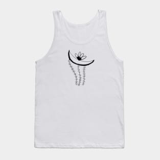 Black moon leaf floral art Tank Top